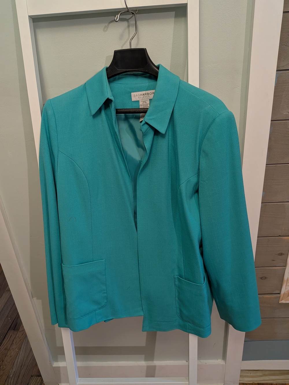 Sag Harbor Teal Open-Front Blazer Jacket With Pockets